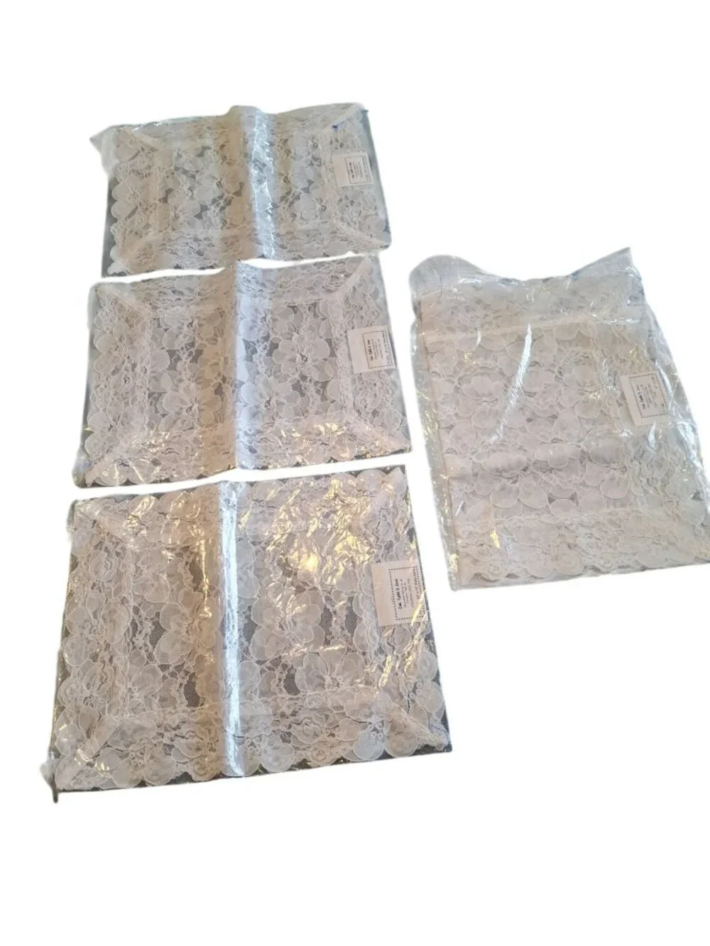 Vintage Colonial Lace Inc White Floral Lace Doily Placemat Set USA Cottagecore